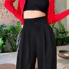 Spring and Autumn Solid Casual Wide Leg Pants Women Fashion Elegant Loose High Waist Trousers Women Straight Slim Fit Fashion Ladies Long Pants 25893