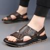 Herren Sandalen Leder Sommer Rindsleder Strandschuhe 2025 neu Auto tragen rutschfest Doppelzweck Papa Herren Sandalen