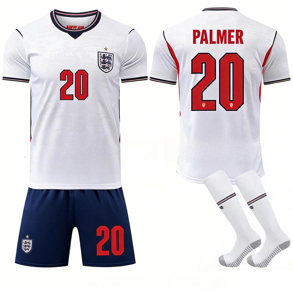 27 England Hemma Vit Nr. 10 Bellingham Tröja Nr. 7 Saka No. 9 Kane Fotbollströja Kostym