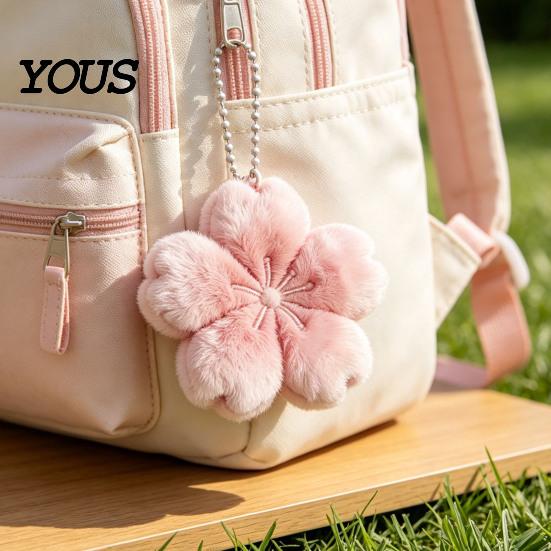 Playful Pink Keychain 1/2/3Pcs Pendant, Soft Plush Cherry Blossom Design Key Chain, Floral Bag Pendant Style Backpack Holder, Portable Accessory