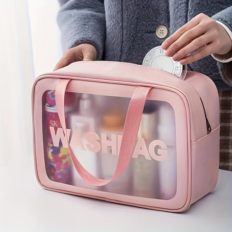 

Toiletry Bag with Transparent Window – Spacious Easy-Clean for Travel, Gym & Daily – Perfect Valentine’s Gift & Makeup Bag розовый