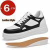 Men 6CM Height Increase Cow Leather Casual Elevator Shoes Summer Breathable Mesh & Leather Sneakers Comfortable Loafers