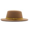 Hat Women's Woolen Top Hat Autumn and Winter Solid Color Retro Gentleman British Style Flat Top Belt Accessories Felt Hat