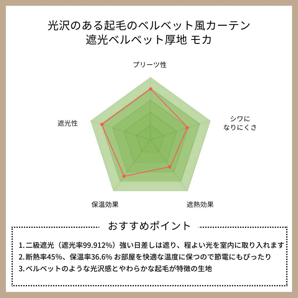 Curtain Laboratory 100cm Wide x 135cm Set of Level 2 Light Energy Adjustable Simple Design "Blackout Velvet-Like Drape, Mocha" Long, 2, Blocking,