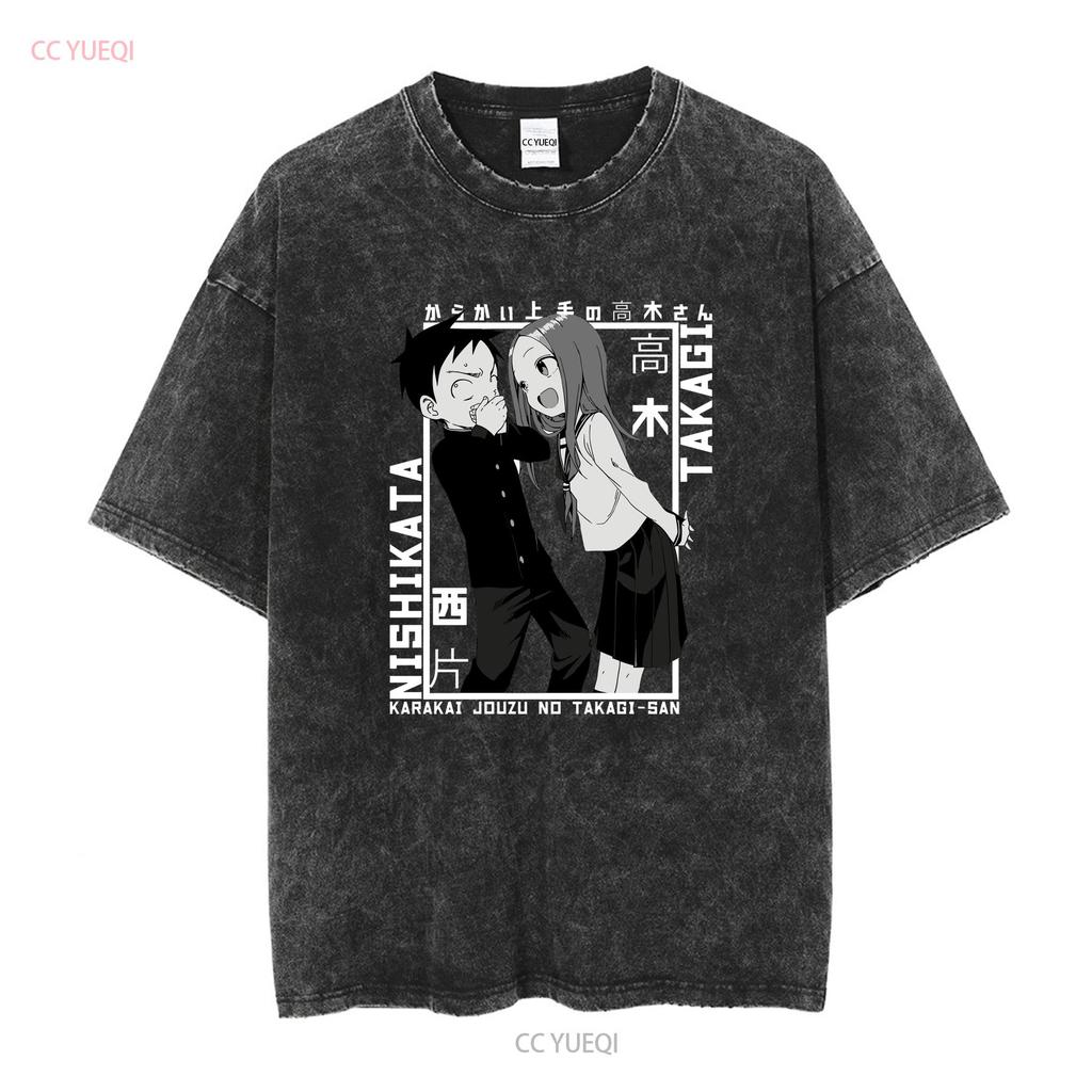 Takagi And Nishikata Karakai Jouzu No San T Shirt Anime Japanese Vintage Washed Stylish Soft Homme Stretched Breathable