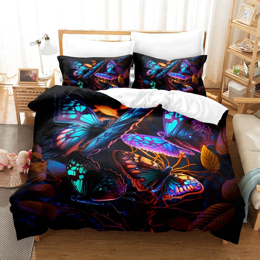 Butterfly Bedding Set 3D Women and Girls Duvet and Pillow Covers Full Size Luxury Cover Queen and King Bed Cover Gifts