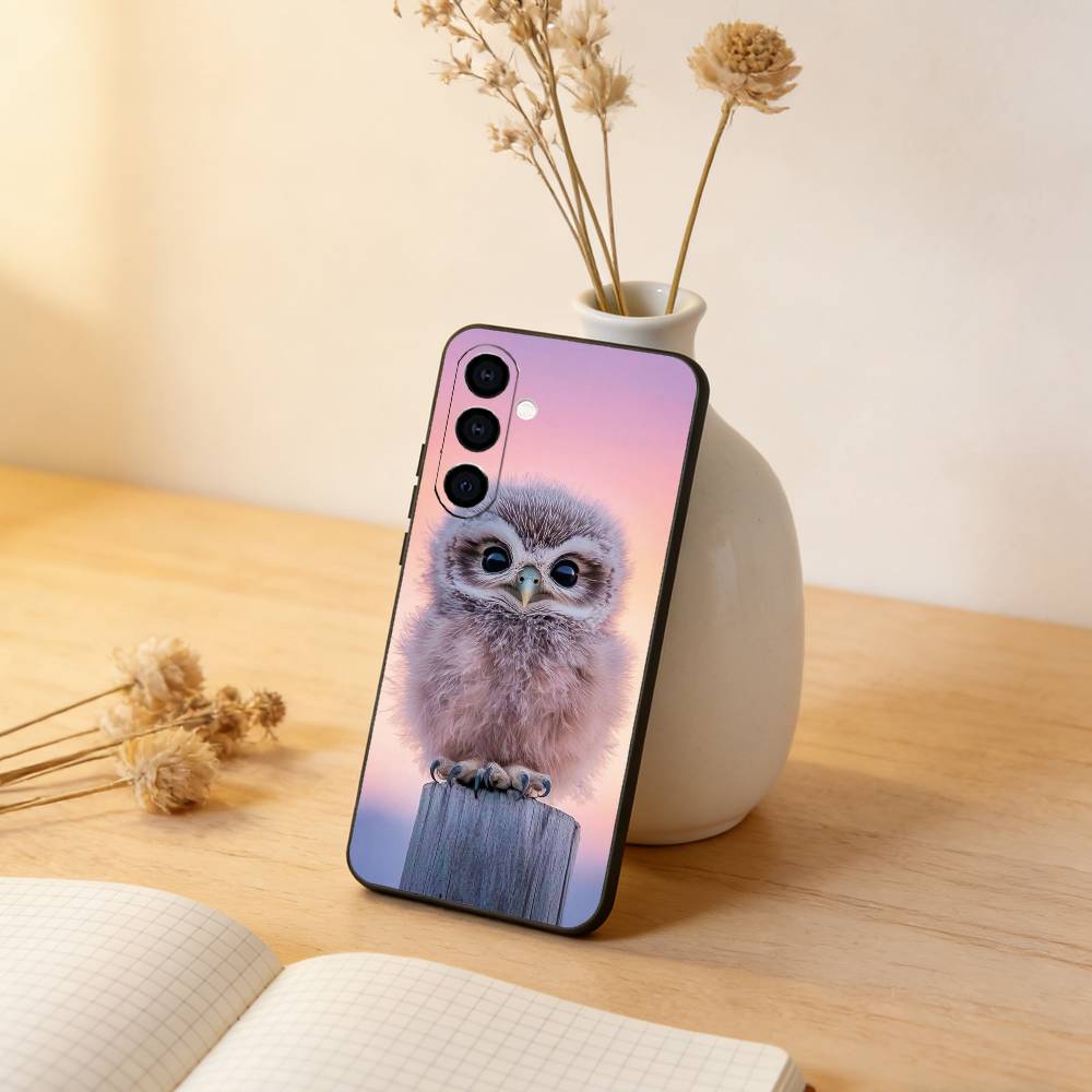 

Pet Cute Owl Phone Case For Samsung Galaxy A73,A72,A71,A70,A53,A52,A51,Others Soft Black Cover Samsung a12