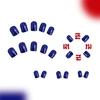 Square False Nail French Tip Press on Nail Full Cover Fake Nail Independence Day Glues on Nail Patriotic False Nail