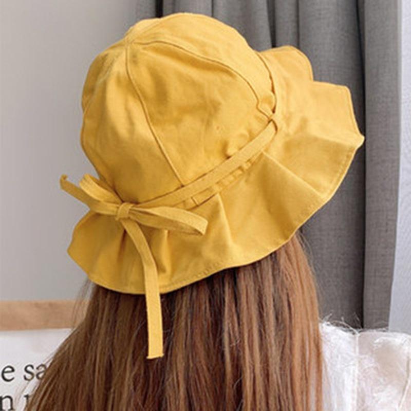 

New Cotton Beach Bow Hats for Women Hat Bucket Hat Summer Woman Anti-UV Summer Sun Cap бежевый