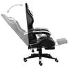 Gaming Chair with Footrest Black and White PU Leather