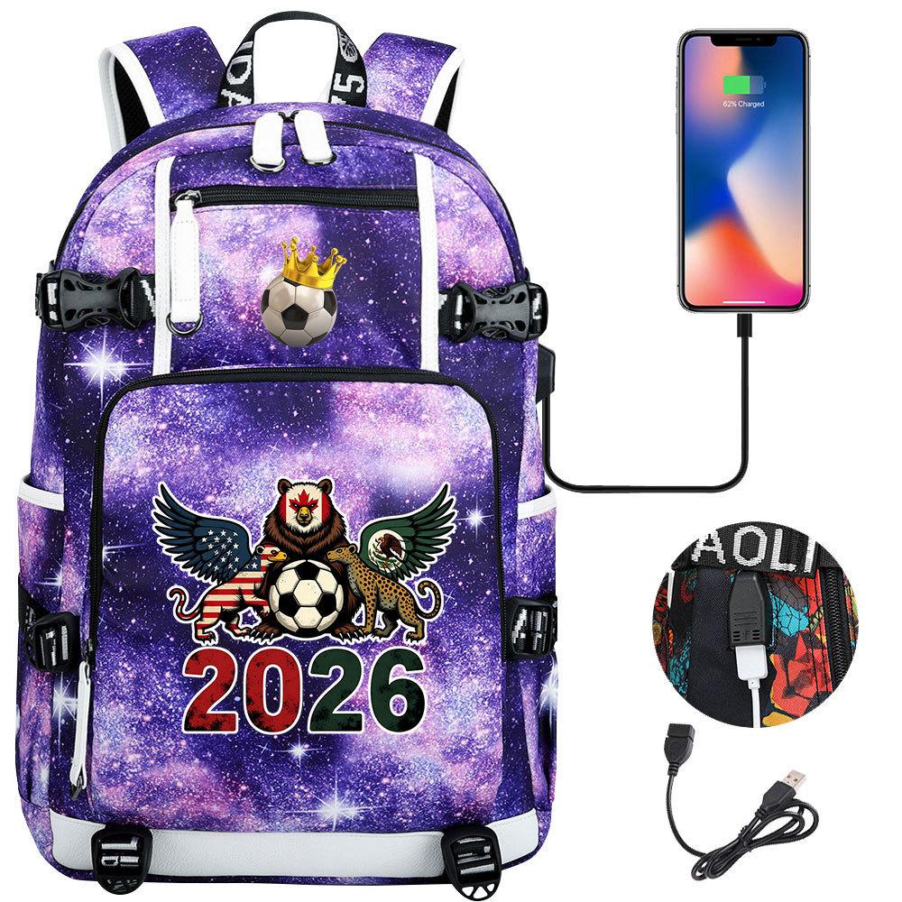 2026 Sports Soccer USB Large Capacity Backpack for Middle High School Students Travel Unisex