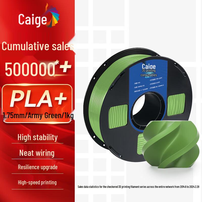 Caige 3D Printer PLA+ Filament 1.75mm CN plug (adapter included)