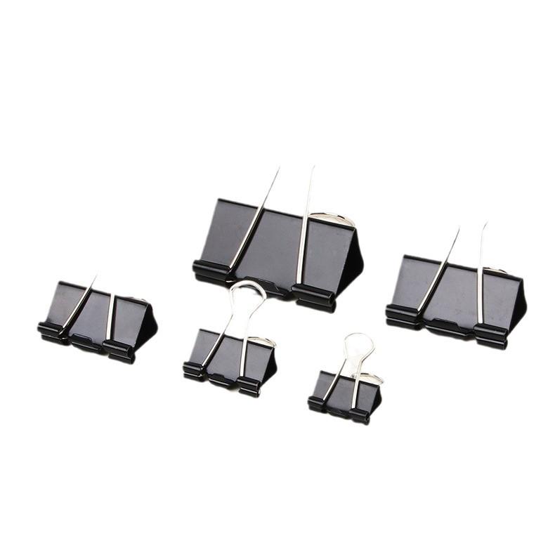 Black Metal Long Tail Clips - Stationery Folder for Documents, Student Papers, and Office Supplies.