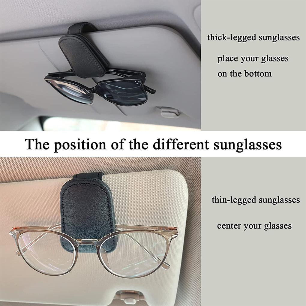 Car Holder Clip PU Leather Sunglasses Ticket Storage Hanger Interior Organization Case Accessories