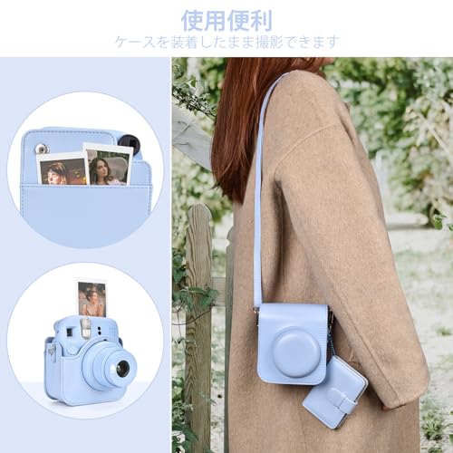 HIYQIN Instax Mini 12 Case, Fujifilm Instax Mini 12 Case with 28-Photo Album, 2-Piece Set, Instax Mini 12 Camera Case with Shoulder Strap, PU Leather