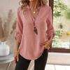 Solid Color Women's Fashionable Casual 9-quarter Sleeve Notch V-neck Shirt for Women Shirt