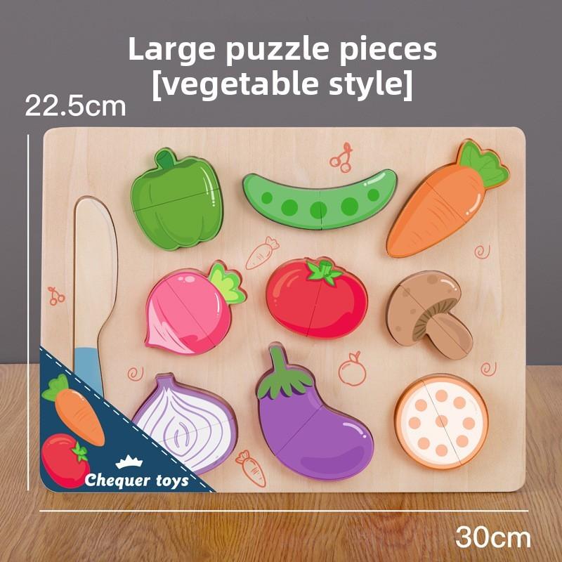 Wooden Cut Fruits And Vegetables Puzzle For Kids Kids Kitchen Play Toy