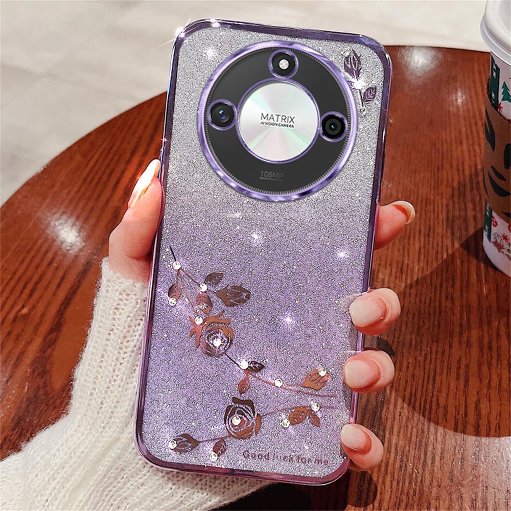 For Honor X60 5G Case Flower TPU Flexible Gradient Phone Cover
