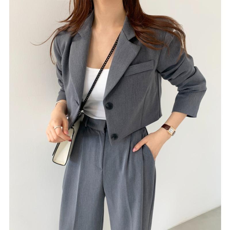 Fashion Autumn Loose Casual Suit Set Two Piece Outfit Blazer and Pants Women Office Wear