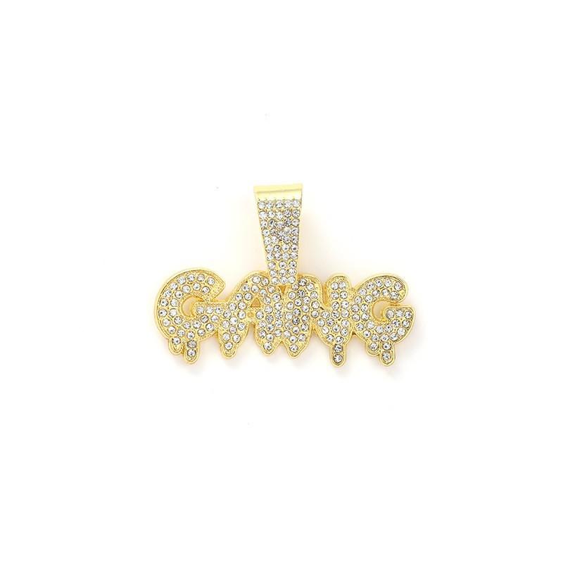 Hip Hop GANG Letter Pendant Street Personality Design Letter Cuban Chain Jewelry