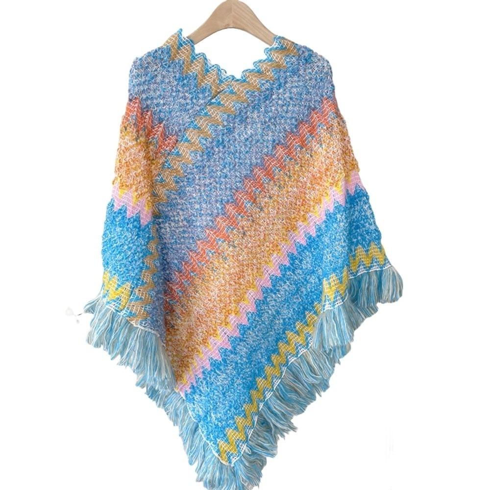 Neck Wrap Ethnic Style Knitted Shawl Bohemia Autumn and Winter Tassel Cape Tourism