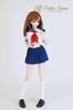 Scale DDdy Compatible Cute High School Girl Sailor Uniform Short Sleeve White with Blue Skirt Summer Outfit Neat Pleated Skirt 60cm Doll Clothes