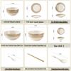 European Style Gold Rim Ceramic Dinnerware Set - Includes Large Bowls, Soup Bowls, Plates, and Rice Bowls for New Year Celebrations.