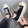 American Black and White Thick Baseplate Shoes Women's Spring and Autumn New Big Head Canvas Shoes Heightening Casual Shoes