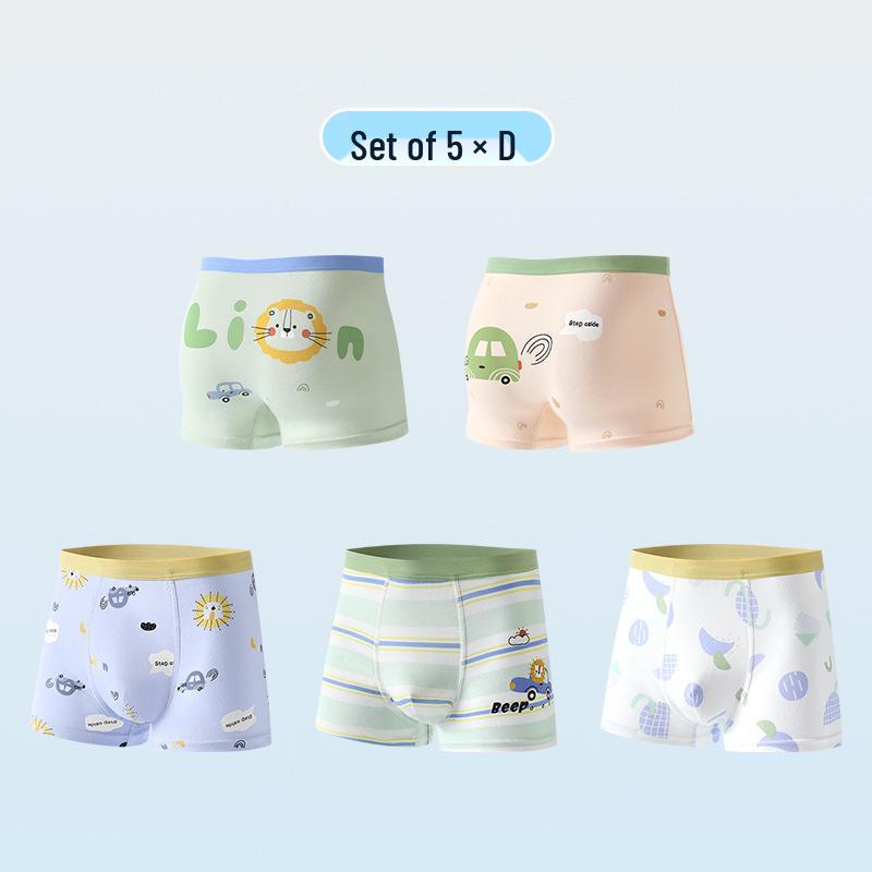 Set of 26 New Boys' Cotton Boxer Briefs - Antibacterial, Skin-Friendly, Breathable Four-Corner Shorts