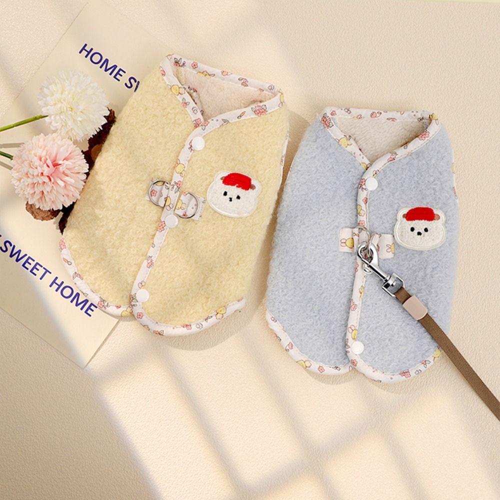 Cute Bear Pet Dog Clothes Thickened Teddy Bear Coat New Puppy Clothes Vest  Winter