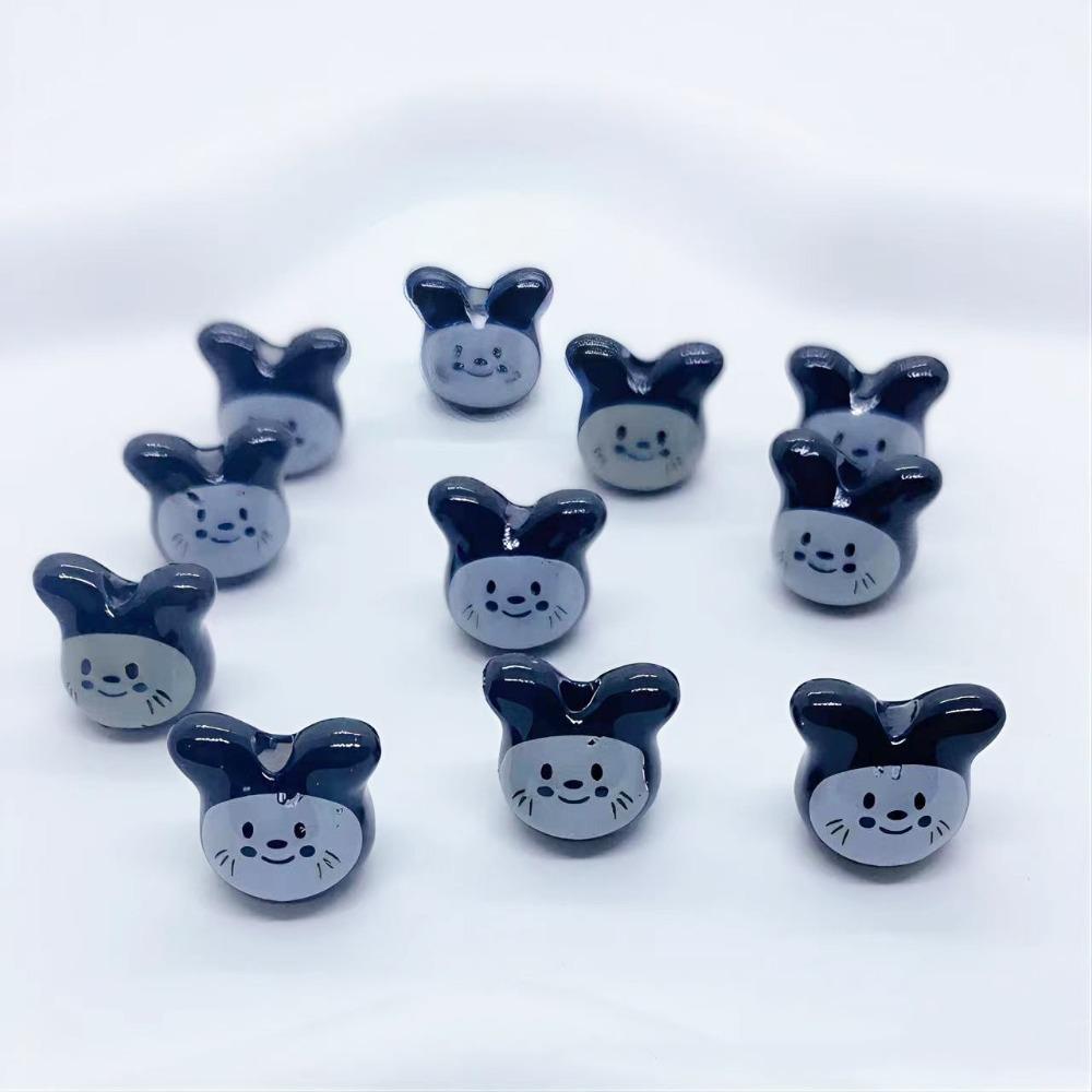 10Pcs Rabbit Colorful Chinchillas Ceramic Beads Animal Rabbit Shape Porcelain Bead  Pendant Making