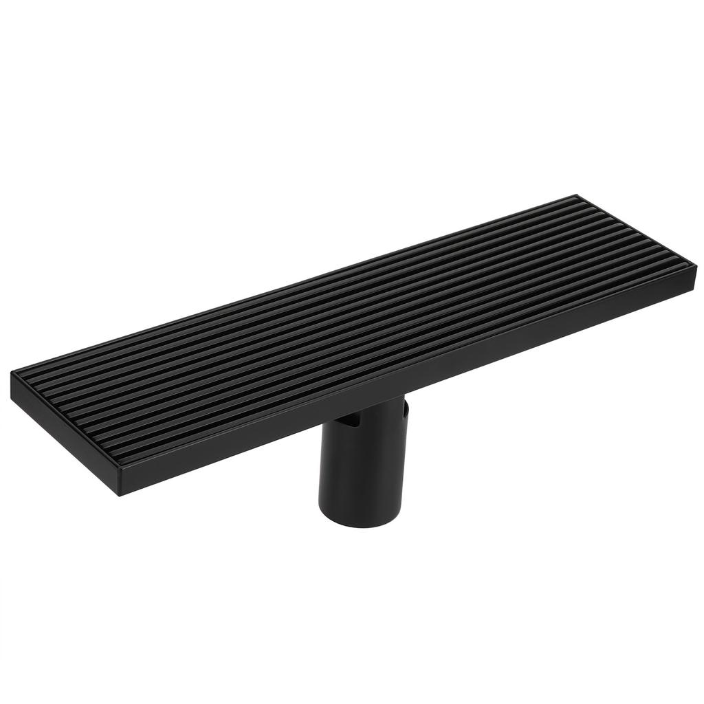 Linear Shower Floor Drain with Removable Cover 304 Stainless Steel Matte Black 30cm