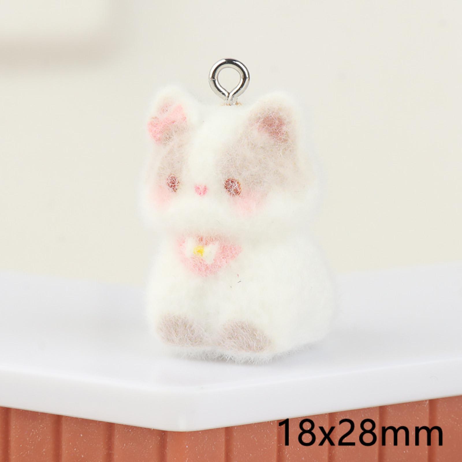 

Resin Flocking Cute Three-dimensional Keychain Pendant Car Key Chain Pendant Bag Pendant One Size білий
