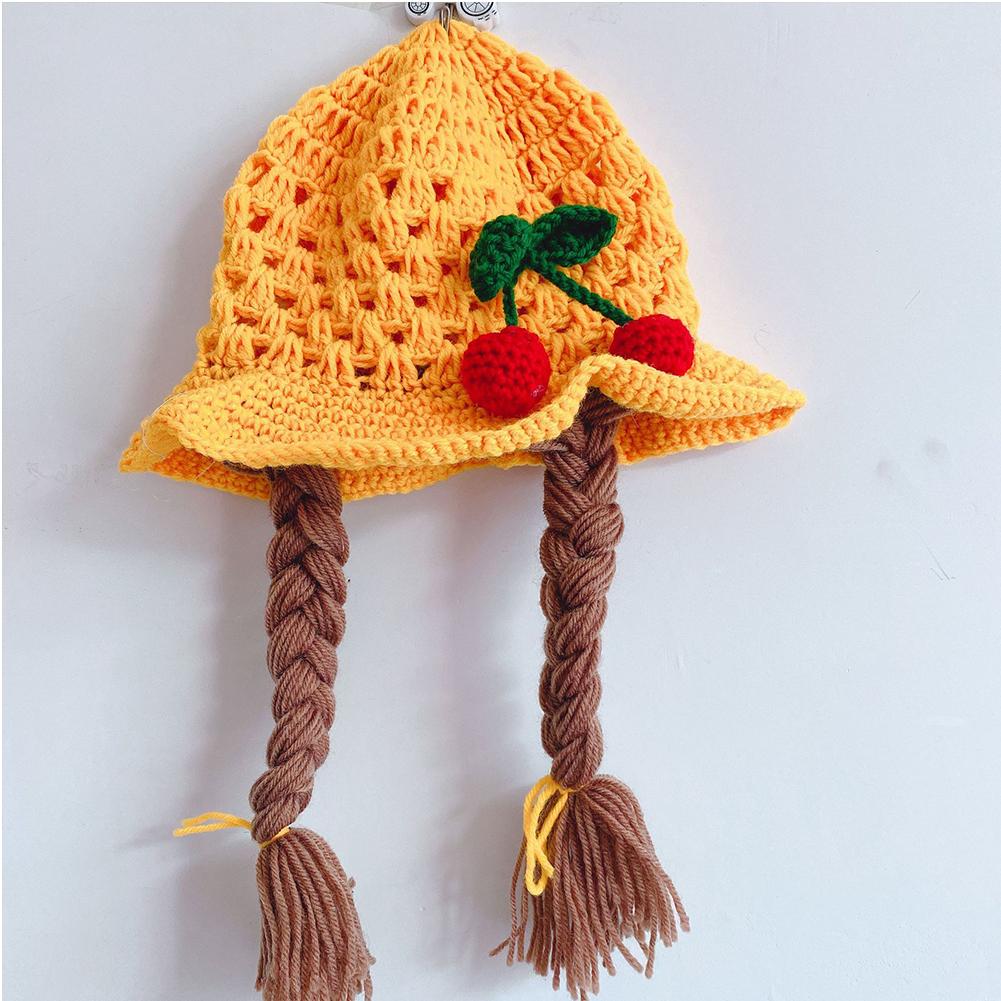Kids Girl Cap Simulate Braid Ear Protection Hat For 1-6 Y  Infants Toddler