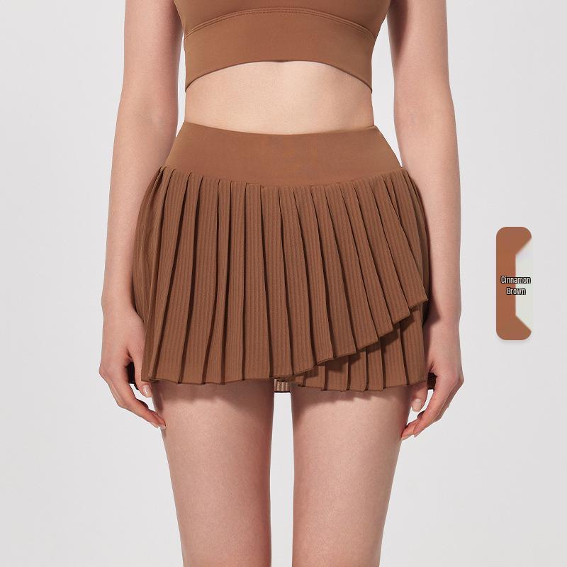 

Jiu Yi Women s High Waist Slimming Pleated Sports Skirt for Yoga, Tennis, Golf, and Running Small коричневий/коричний