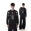 Mens Long Sleeve Cotton T-Shirt Vintage Washed Retro Moto Style Loose Fit Sport Graphic Tee