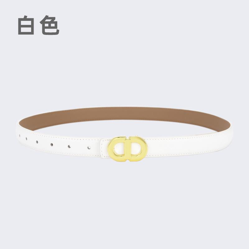 Ladies Belt Letter Alloy Buckle Simple Decorative Belt Leather Student Daily Casual Wear