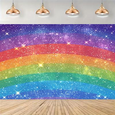 2D-Ebene 1 Stück Regenbogen- und Sternenhintergrund geeignet für Geburtstage, Hochzeiten und Teenagerpartys