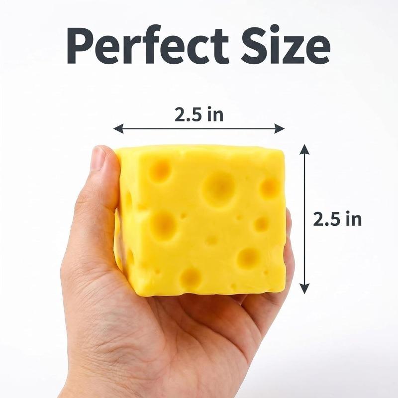 Yellow Cheese-Shaped Squishy Toy, Adult Stress Ball, Soft Creative Toy, Themed Cheese-Shaped Soft Silicone Toy, Relieves Stress, Promotes Relaxation