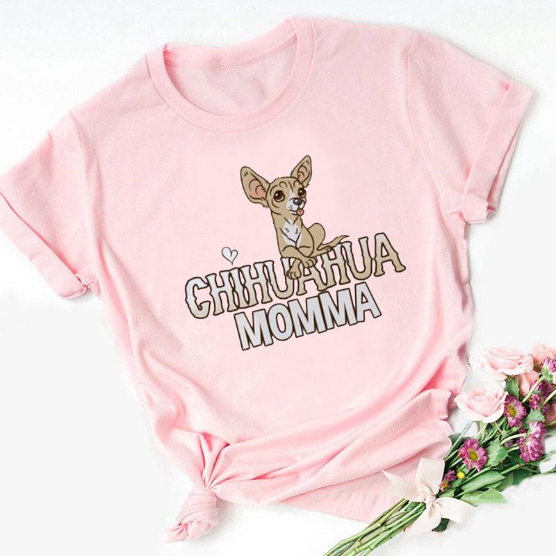 Stampa Mamma Chihuahua T-shirt da Donna Estate Nuova Moda T-shirt Divertente Design Cane Bella Ragazza T-shirt Tee Shirt Femme