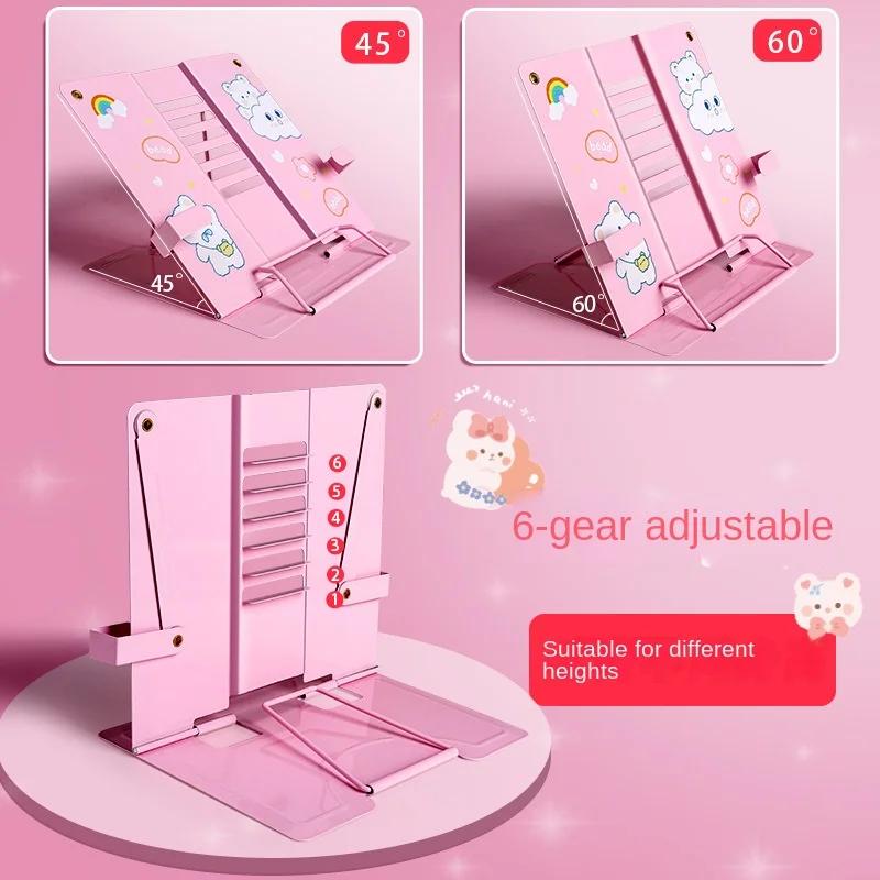 Portable Book Stopper Reading Stand Book Holder Metal Adjustable Student Book Stand Foldable Children Writing Bracket Office Use