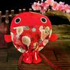 Cartoon Canvas Flower Drawstring Bag New Year Large Capacity Gold Fish Shape Handbag Coin Purse Wedding Candy Bag