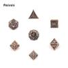 7 Pcs Copper Dragon Metal Dice Solid Metal Polyhedral Dice Set Suitable for Role-Playing RPG  Board Game Card Game