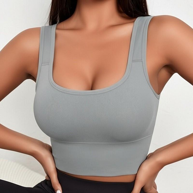 Womens Yoga Sports Bra Seamless Shockproof Tank Top With Built-in Pads Fitness Gym Workout