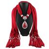 4 Colors Woman's Long Resin Little Rhinestone Pendant Shawl Scarf Necklace Scarf with Pendant