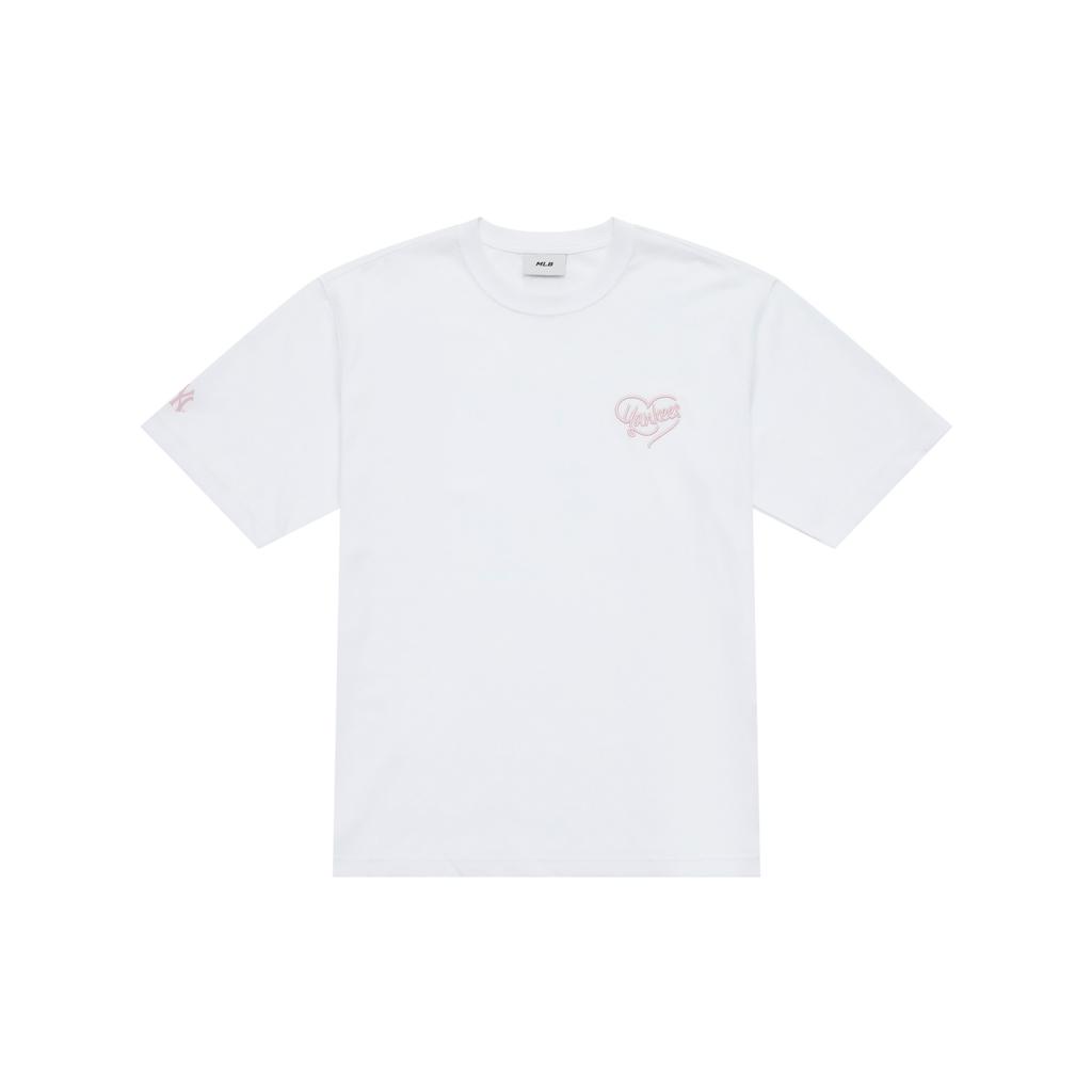 New MLB New York Yankees Heart SS25 T Shirt Unisex Ecru 3ATSH0153-50WHS