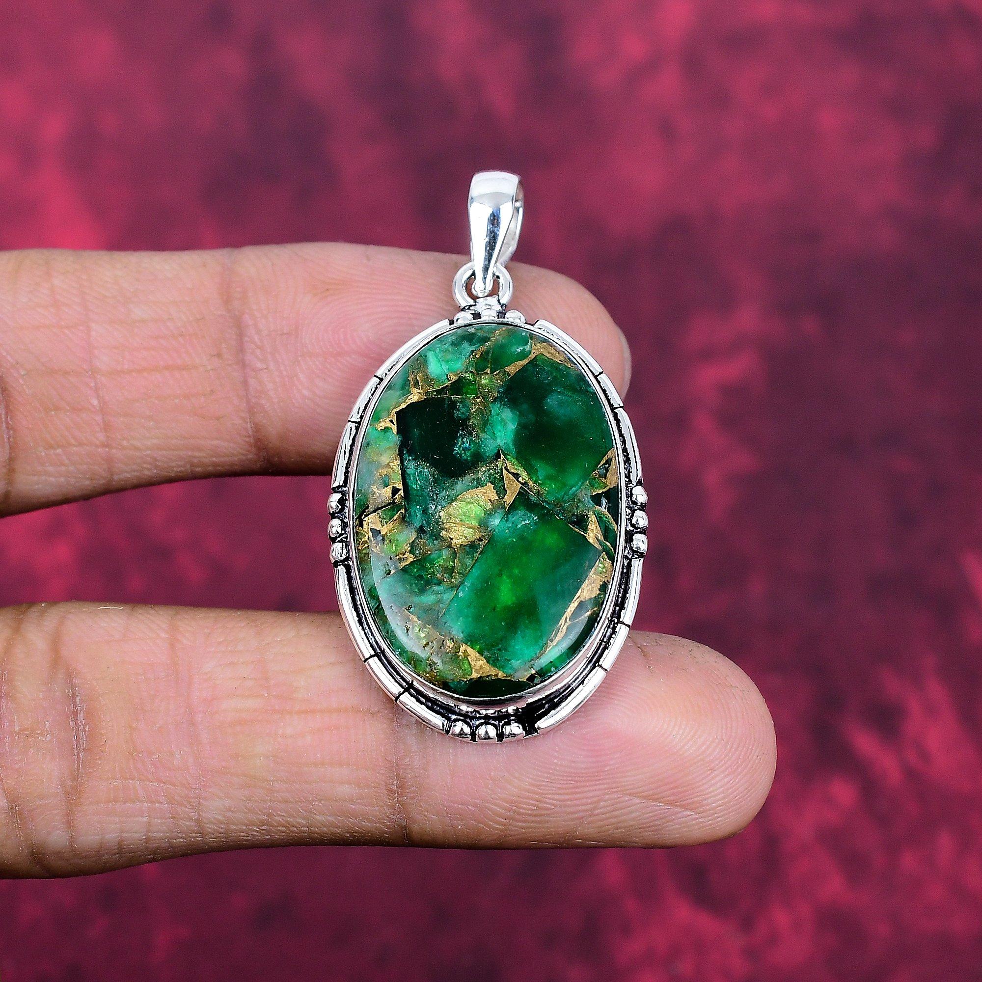 

Ювелирные изделия из медного малахита, кулон из стерлингового серебра 925 пробы, ювелирные изделия ручной работы с драгоценными камнями, подарки для жены, абсолютно новый кулон 1.77 Inches