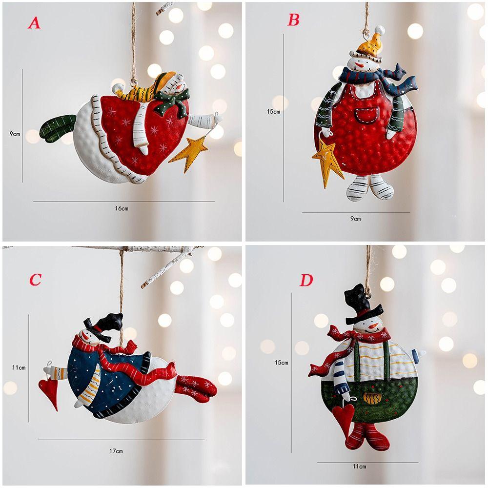Cartoon Xmas Tree Hanging Pendant Snowman Double-sided Xmas Tree Embellishment Christmas Gift Retro Metal Christmas Decorations