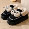 Women's Plus Size Snow Boots Short Tube Sponge Cake Thick Heel Bow Cotton Boot Waterproof Shoes 36-41