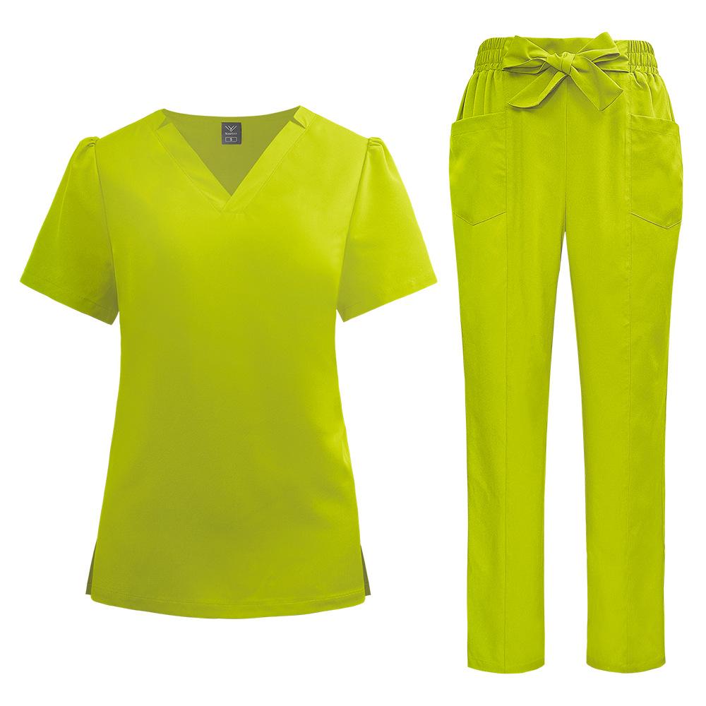 Women's new quick-drying thin beauty salon SPA club bow solid color hospital work nurse uniform hand wash